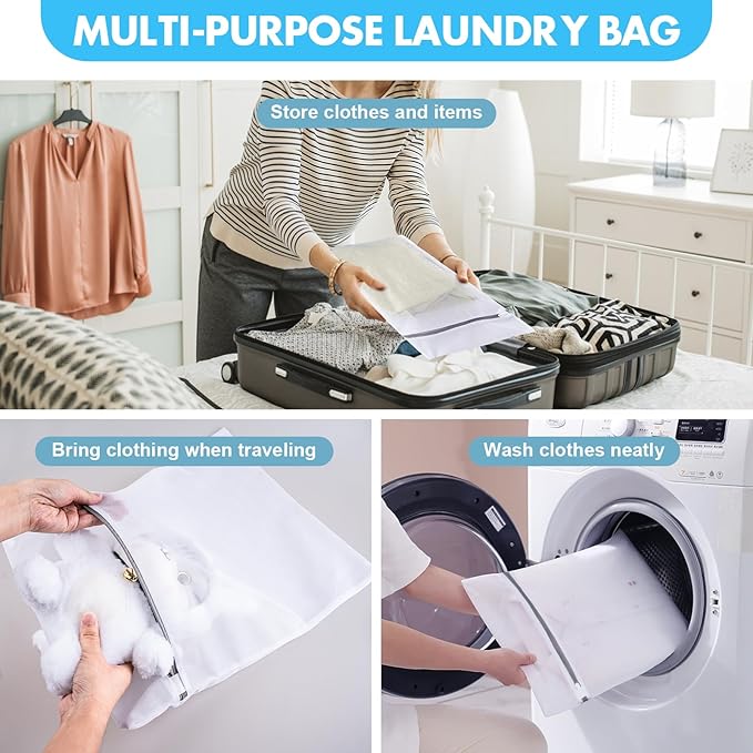 Mesh Laundry Bags for Delicates, 3 Pack Laundry Bags Mesh Wash Bags in 3 Sizes(1 Large, 1 Medium, 1 Small), Durable and Gentle Lingerie Bags for Washing Delicates, Garment Bag for Washing Machine