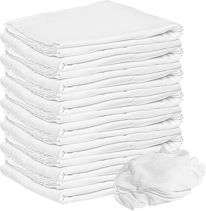 Nabob Wipers New Lint Free Cloth (150 Pack) - 100% Cotton Cleaning Rags Exact Cut - Premium White Rags for Cleaning House - White Rags for Dusting, Staining, Polishing, Painting 18"x18"