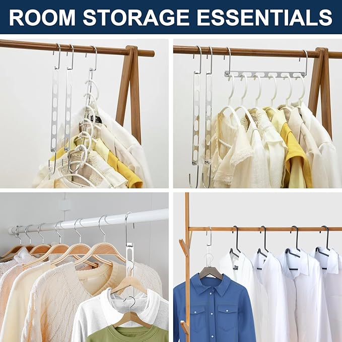 12 Pieces Space Saving Metal Collapsible Hangers for Heavy Clothes, Closet Space Savers Metal Hanger Organizer for Dorm, Room Essentials Storage