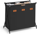 SONGMICS Laundry Hamper, Laundry Basket, 35.7 Gal. Laundry Sorter 3 Sections, Collapsible X-Frame, Clothes Organizer with Customizable Labels, Laundry Room, Bedroom, Bathroom, Ink Black ULCB130B01