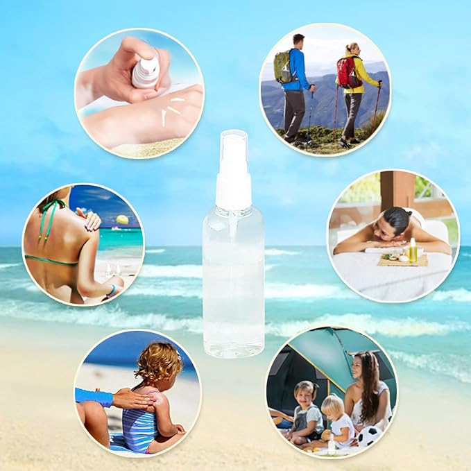 Spray Bottles 6 pcs, Refillable Cosmetic Spray Bottles, Small Refillable Liquid Containers, 2oz/50ml Clear Empty Fine Mist Plastic Mini Travel Bottle