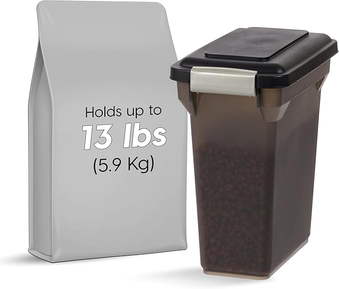 IRIS USA 13 Lbs / 15 Qt WeatherPro Airtight Pet Food Storage Container, For Dog Cat Bird and Other Pet Food Storage Bin, Pet Supplies, Keep Fresh, Easy Access, BPA Free, Smoke