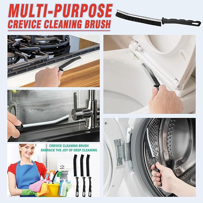 Crevice Cleaning Brush Set, Multi-Purpose Hard Bristle Brushes for Deep Cleaning Kitchen, Bathroom, Grout, Sink, Cup, Teapot, Bottle, Blender, Corners, Tight Spaces & More (6)