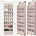 STORAGE MANIAC Over the Door Shoe Organizer Heavy-Duty Large Deep Pocket Hanging Shoe Organizer Shoe Rack Door Closet Shoe Organizer for Wall, Dorm & Narrow Door Storage Shoe Holder Oat Beige, 2 Pack