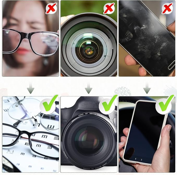 5 Pcs Extra Large Microfiber Glass Cleaning Cloths 12"x 12" Oversized Reusable Eyeglass Sunglasses Cleaning Cloth for Lens Glasses Sensitive Optics Screens Phones Camera Lenses 5 Colors