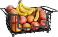 1 Pack Stackable Metal Wire Vegetable Fruit Basket for Kitchen Counter Cabinet, Pantry Organizers and Storage Basket, Food Can Snack Onion Potato Bread Storage Shelf Freezer Organizer Bins Black