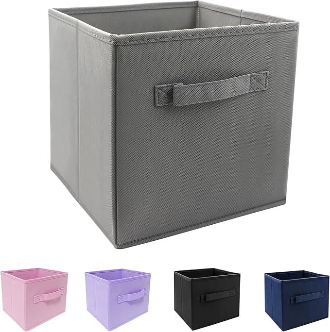 Storage Cubes Collapsible fabric Storage bins,cube storage organizer 10.5 * 10.5 * 11 inch,For home and office Collapsible Closet Shelf Organizers, Drawer Organizers(Grey)