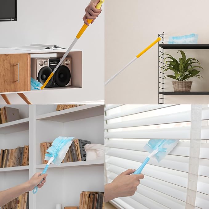 KeFanta Duster Refills for Swiffer Dusters, 180° Heavy Duty Multi Surface Refills & 1 Handle, Ceiling Fan Duster, Disposable Dusters for Cleaning (30 Count+1 Handle)
