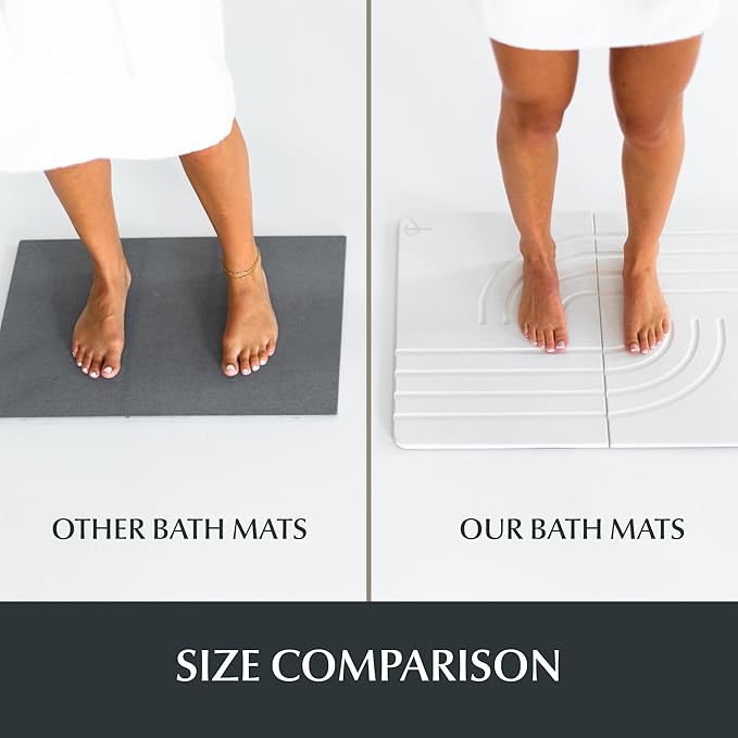Water Stone Quick-Drying Bath Mat, Off-White – Standard Size (27.5” x 19.6”), Eco-Friendly, Non-Slip, Fast Absorbing Bathroom Rug, Soft & Comfortable