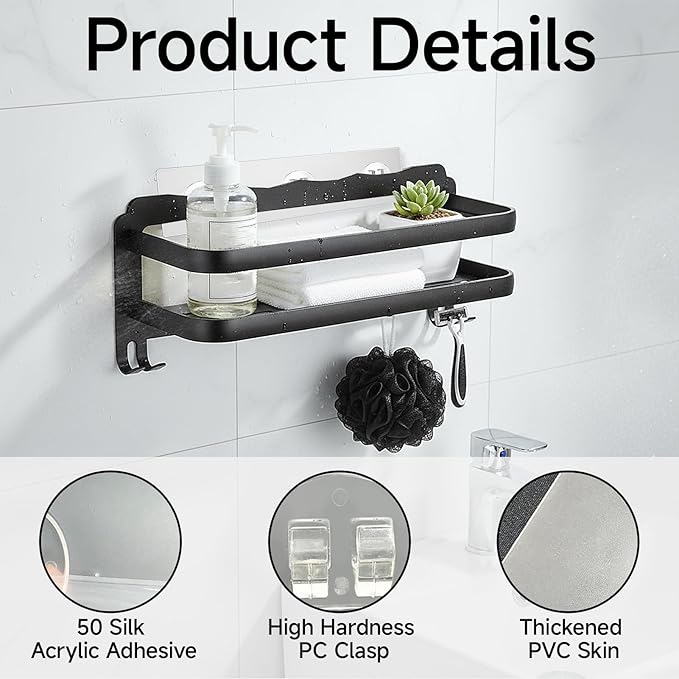 Aphohome Shower Caddy Adhesive Replacement Hooks 14 Pack, Strong Transparent No Drilling Sticky Pads for Bathroom Shower Shelf Kitchen Rack Storage, Multi Size Adhesive Pads