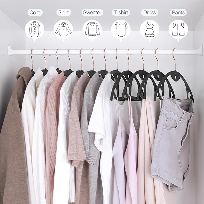 IEOKE Velvet Hangers 30 Pack: Felt Clothes Hangers Heavy Duty Shirt Sweater Hangers No Shoulder Bump Non Slip Slim Thin Coat Hangers for Closet - Black Grey/18 XL