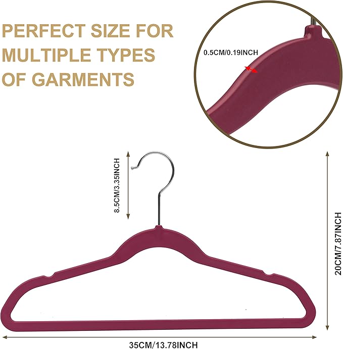 Quality Children's Plastic 30 Pack Non Velvet Non-Flocked Thin Compact Hangers Swivel Hook for Shirts Blouse Coats (Raspberry, 30)