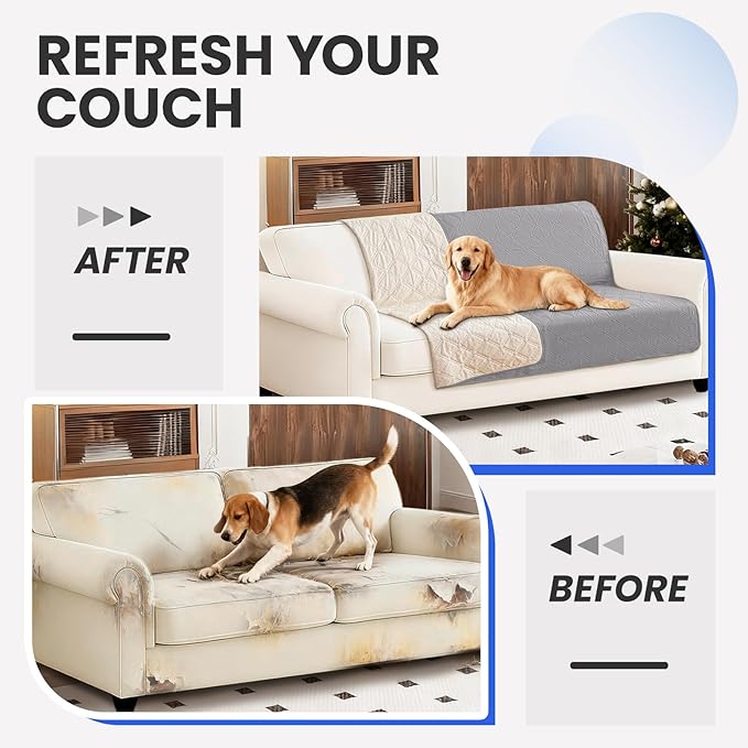 Waterproof Dog Bed Cover, Non-Slip Dog Blanket for Couch, Couch Covers for Dogs Washable, Pet Blanket for Furniture, Pet Bed Mat for Sofa, Car, Pet Supplies (68x82 Inch, Light Grey)