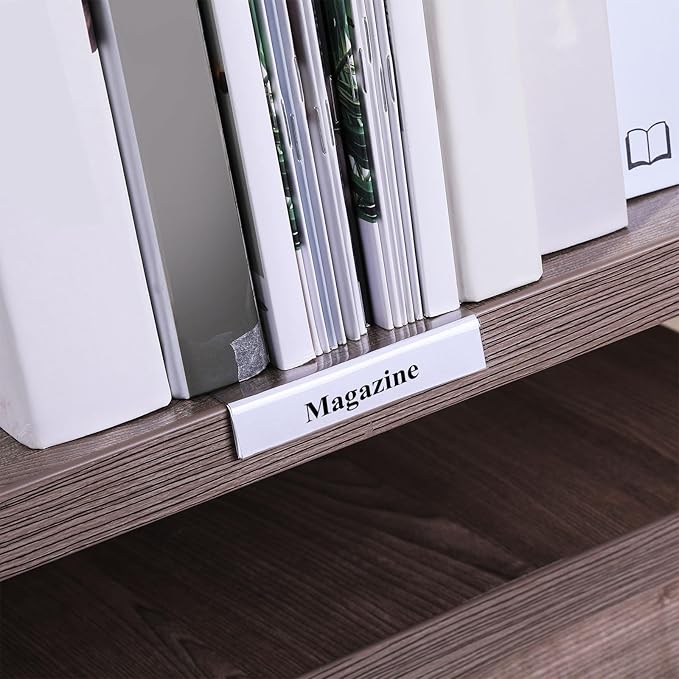 Containlol 15 Pieces Moveable Shelf Label Holders Clear Shelves Tags Moveable Library Markers Transparent Shelf Label Display Holder for Classroom Office Library Book Shelves(3 x 0.63 Inch)