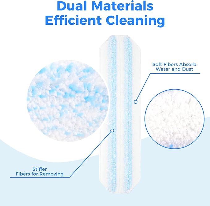 Mop Refills Compatible with O-Cedar H2prO Flat Mop System, 4 Pack Microfiber Mop Replacement Pads | Machine Washable & Reusable | 16 Inch | Designed for Hardwood Tile Laminate Floors