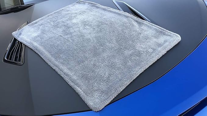 [Dreadnought] Microfiber Car-Drying Towel, Superior Absorbency for Drying Cars, Trucks, and SUVs, Double-Twist Pile, One-Pass Vehicle-Drying Towel (20"x30", Gray) 1-Pack