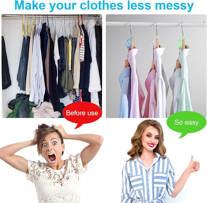 100 PCS Hanger Connector Hooks, Hangers Space Saving, Hanger Clips for Plastic Hangers(5 Color)