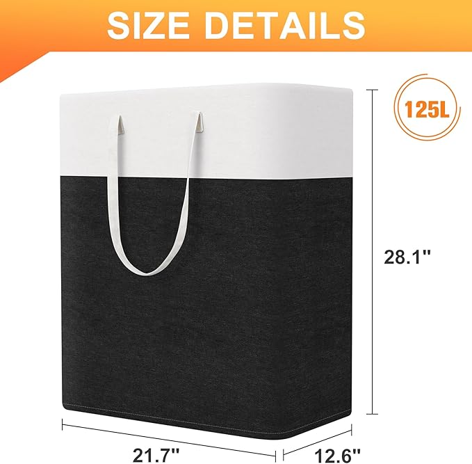 laundry basket 3-Pack, laundry hamper, Hamper with handles, collapsible laundry baskets, Waterproof dirty clothes hamper, Towel Storage for Home or Dorm, 125L-Black