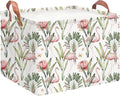 Rectangular Storage Basket Empty,Storage Bin with Handles,Room Decor,Gift Basket,Book Box(Watercolor Flamingo)