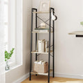 Ladder Shelf, Bookshelf Bookcase, Freestanding Corner Storage Shelve with 2 Hooks for Home Office, Living Room, Kitchen, Bedroom, Industrial, 11.8" D x 13.4" W x 47.2" H, Greige BC13205B