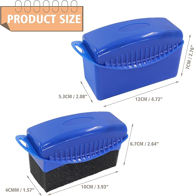 2Pcs Tire Dressing Applicators,Tire Shine Applicator Pads,Reusable Tire Dressing Sponge Pad Car Tire Applicator Pads with Lid for Car Glass, Painted Steel & Porcelain (Blue, Rectangular