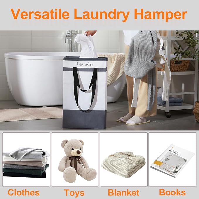 FairyHaus Laundry Basket 78L, 2Pack Laundry Hamper with Easy Carry Handles, Collapsible Laundry Baskets Hampers for Bathroom Clothes Storage Black