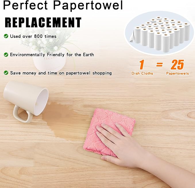 Homaxy 12 Pack Kitchen Dish Cloths (10 x 10 Inches, Multi Color), Super Soft and Absorbent Coral Velvet Dish Towels, Nonstick Oil Fast Drying Microfiber Cleaning Cloth, No Lint Household Dishcloths
