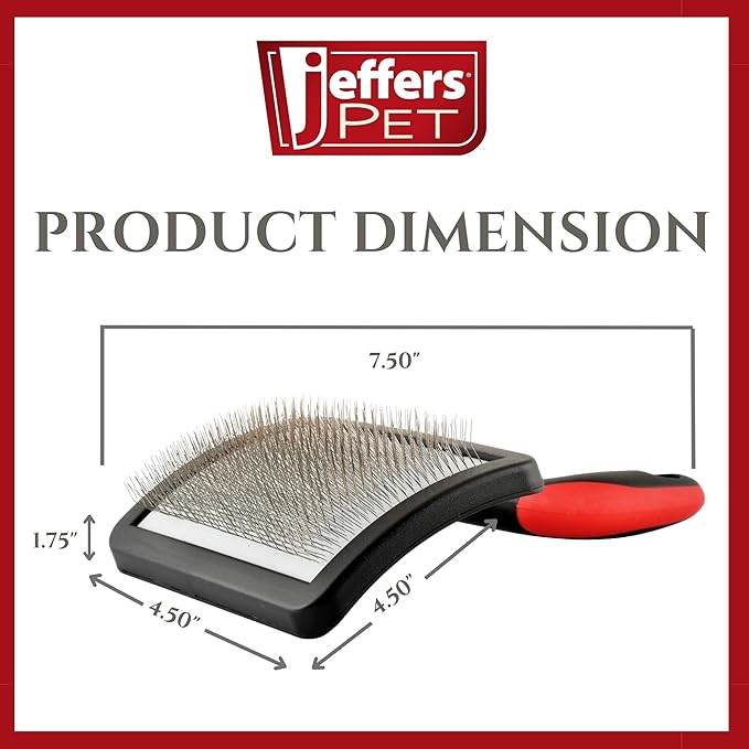 Jeffers Pet Dual Level Pin Universal Slicker Brush for Dogs, Cats & Small Pets - Curved Grooming Brush with Long & Short Pins for Shedding, Detangling, Finishing - Remove Mats & Dead Coat - Large