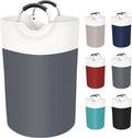 BlissTotes 75L Laundry Basket, Freestanding Laundry Hamper, Collapsible Dirty Clothes Hamper, Waterproof Fabric with Foam Protected Aluminum Handles for College, Dorm, Family (Gray)