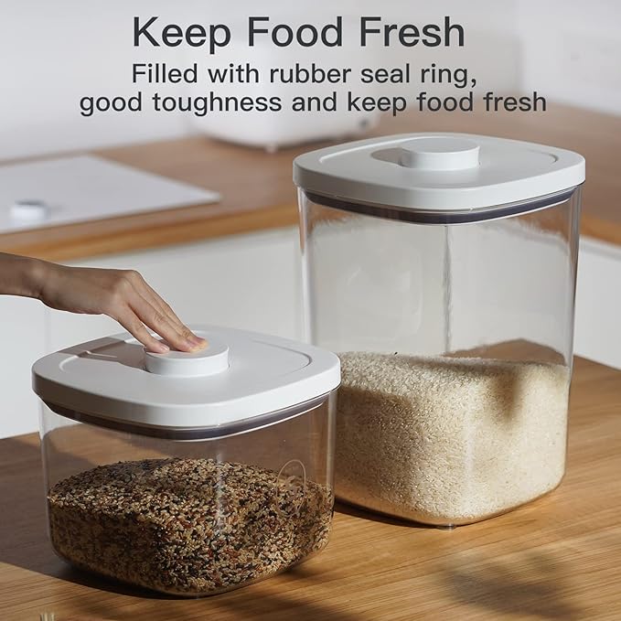 LivLab 20-25 lbs Rice Dispenser,10.5 Qt/10 L/22-25 lbs Rice Container Storage with Measuring Cup & Brush Food Cereal Container Bins Household for Kitchen Pantry Organization (AY-10KG-WHITE)