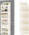 Over Door Organizer with 5 Large Pockets & 10 Mesh Side Compartments - Behind The Door Storage for Bathroom, Bedroom, Closet, Pantry, RV & Nursery - Baby Room Organizer Solution - Beige