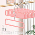 14 Inch 30 Pack Velvet Pants Hangers Non Slip,Slim Felt Jean Hangers with 10 Hooks and 2 Clips,Strong Durable Thin Space Saving Clothes Hanger with 360°Swivel Hook for Shorts,Skirts Bra(Pink)