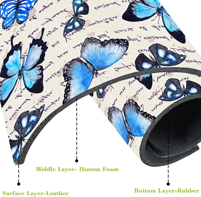 Sink Splash Guard Faucet Mat Watercolor Butterflies Absorbent Fast Drying Mat Sink Gadgets Splash Guard Behind Faucet Drip Catcher for Kitchen Bathroom 15.5"X5.5"