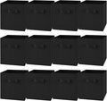 Yinder 12 Pcs Cube Storage Bin Black 11'' Storage Bins for Playroom Decor Colorful Bins for Kids Foldable Baskets for Nursery Organizer Boxes Fabric Boxes