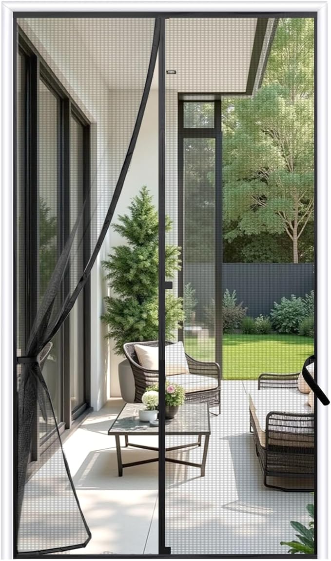 Sunolga 38 x 81 Inch Magnetic Screen Door, Fits Doors Size 36 x 80 Inch, Reinforced Fiberglass Screen Door Mesh with Full Frame Hook & Loop, Door Screen Magnetic Closure for Hands-Free