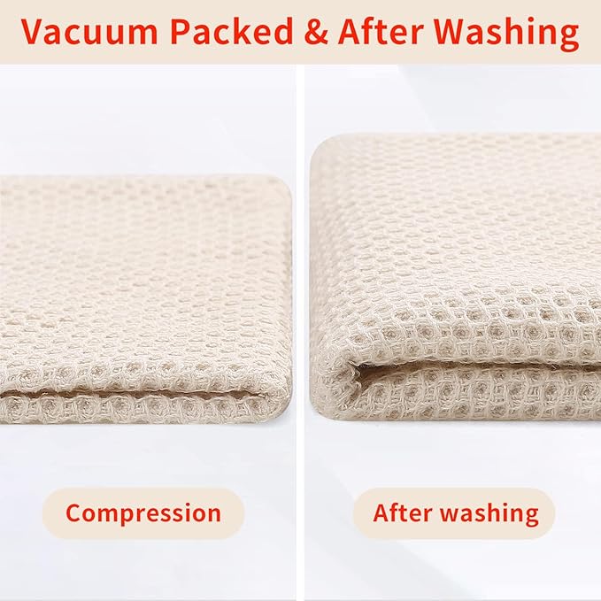 Homaxy 100% Cotton Waffle Weave Kitchen Dish Towels, Ultra Soft Absorbent Quick Drying Cleaning Towel, 20x28 Inches, 8-Pack, Beige