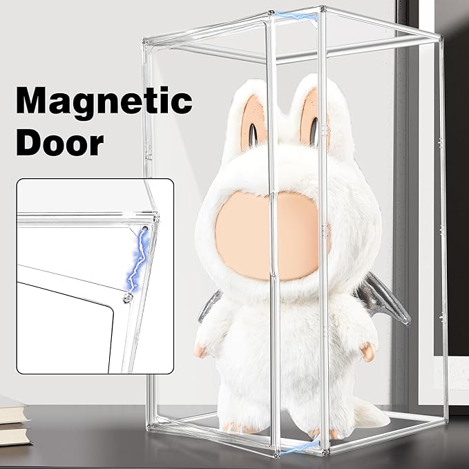 Extra Large 23.6'' Tall Acrylic Display Case, XXXXX-Large Boot & Shoe Boxes 13.8''x12.2 ''x23.6'' Clear Sneaker Box with Magnetic Door Dustproof Display Box Showcase for Helmet,Trophy, Collectible