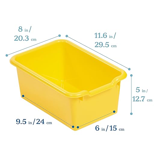ECR4Kids Scoop Front Storage Bins, Multipurpose Organization, Yellow, 10-Piece
