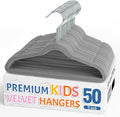Smartor Premium 11 Inch Baby Hangers 50 Pack, Grey Kids Velvet Hanger, Non Slip, Space Saving Felt Hangers Clothes Organizers for Closet with 360° Swivel Hook for Children, Infant & Toddler