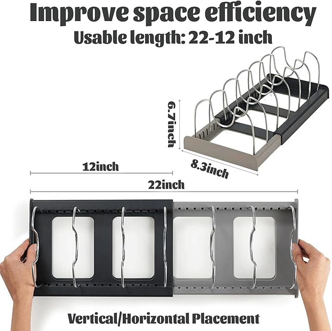 Pot Lid Rack and Baking Pan Cookware Storage Organizers Inside Cabinet for Under Cabinet