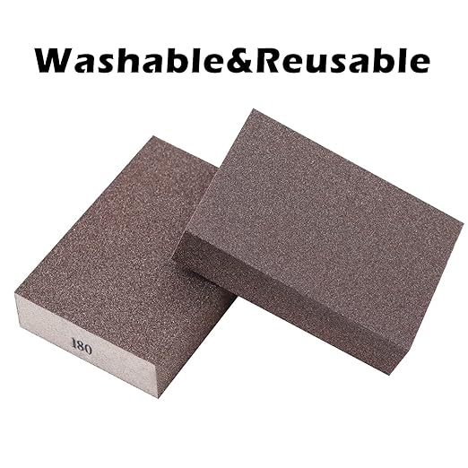 6Pcs Sanding Sponge 180 Grit Fine Blocks for Pot Brush Pan Brush Metal Sanding Wood Sanding Washable&Reusable N-G-001-180