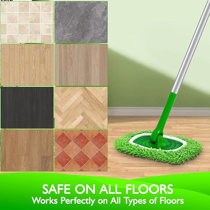 Reusable Microfiber Mop Pads Compatible with Swiffer Sweeper- 4 Pack Dry Sweeping Cloths & Wet Mopping Cloths - Washable Wet Pads Refill for Mopping Floors (Mop is not Included)