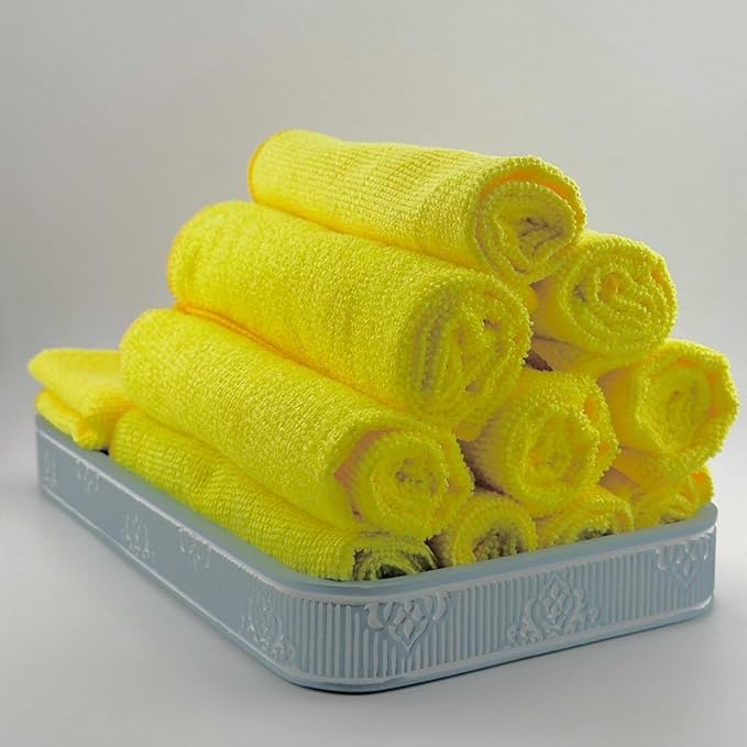 Ultra High Pile Premium Microfiber Towels 72 Pack – Super Soft, Lint-Free, Streak-Free, Scratch-Free Cleaning Cloths – Car, Home, Kitchen, Detailing, 16x16 Inch (Yellow)