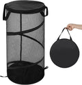 BATTOO Large Collapsible Laundry Basket with Lid Foldable Mesh Pop Up Hamper with Handles for Laundry Room, Bathroom, Kids Room, College Dorm, Travel, Storage Organizer Black