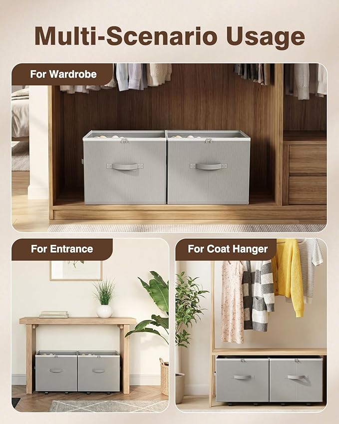 HOUSE AGAIN 2 Pack Shoe Organizer for Closet with Wheels, Shoe Storage Bin,Large Shoe Storage Organizer with Adjustable Dividers and Clear Cover, Space-Saving & Fits up to 16-32 Pairs of Shoes