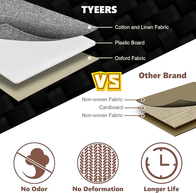 TYEERS Extra Large Collapsible Storage Bins with Lids and Compartments, Washable, Fabric Storage Boxes, 21.7x13x11.8 inches, 1 Pack, Gray