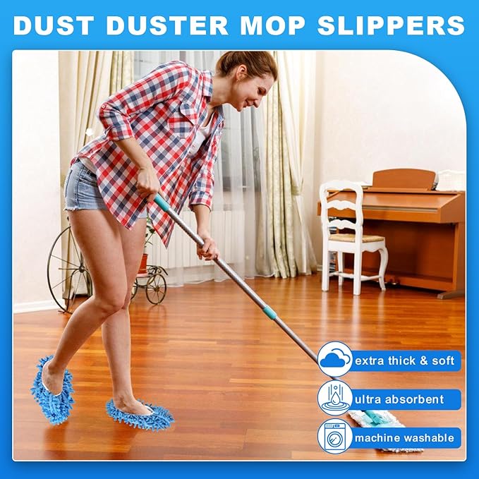 Mop Slippers Shoes 5 Pairs (10 Pieces) - Microfiber Cleaning House Mop Slippers, Floor Cleaning Tools Shoe Cover, Soft Machine Washable Reusable Microfiber Foot Socks for House Kitchen Office
