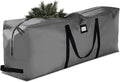 ZOBER 600D Oxford Fabric Large Christmas Tree Storage Bag - Fits 9 Ft Artificial Trees - Tear Proof Waterproof Christmas Tree Bag For Storage Box For Xmas - Strong, Durable Handles - Card Slot - Gray