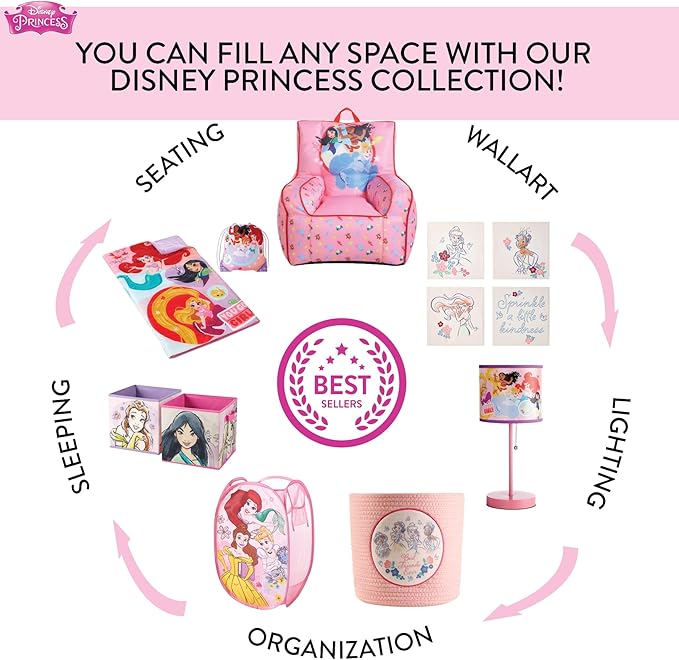 Disney Little Mermaid Storage Cubes,Set of 2 Spacious Collapsible Bins with Handles, Kids Toy Organizer for Bedroom & Playroom, 10" x 10"