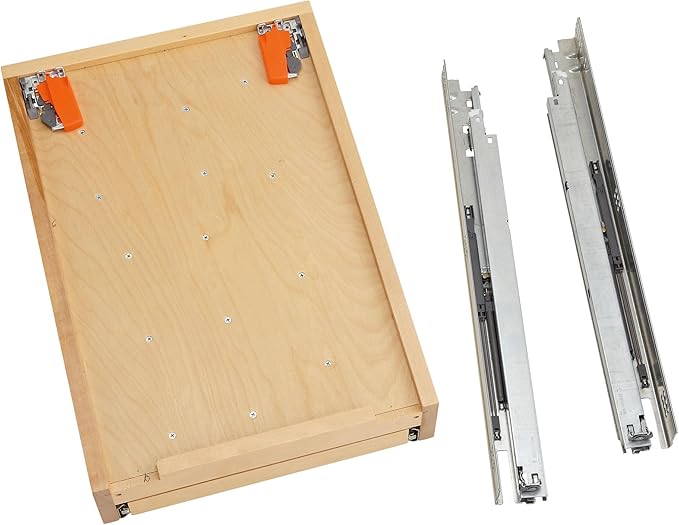 Rev-A-Shelf Two-Tier Kitchen Utensil Drawer Organizer & Pullout Cutlery Tray, Soft-Close Slides, 24" Base & 21" Cabinet Opening, Wood, 4WTCD-24HSC-1